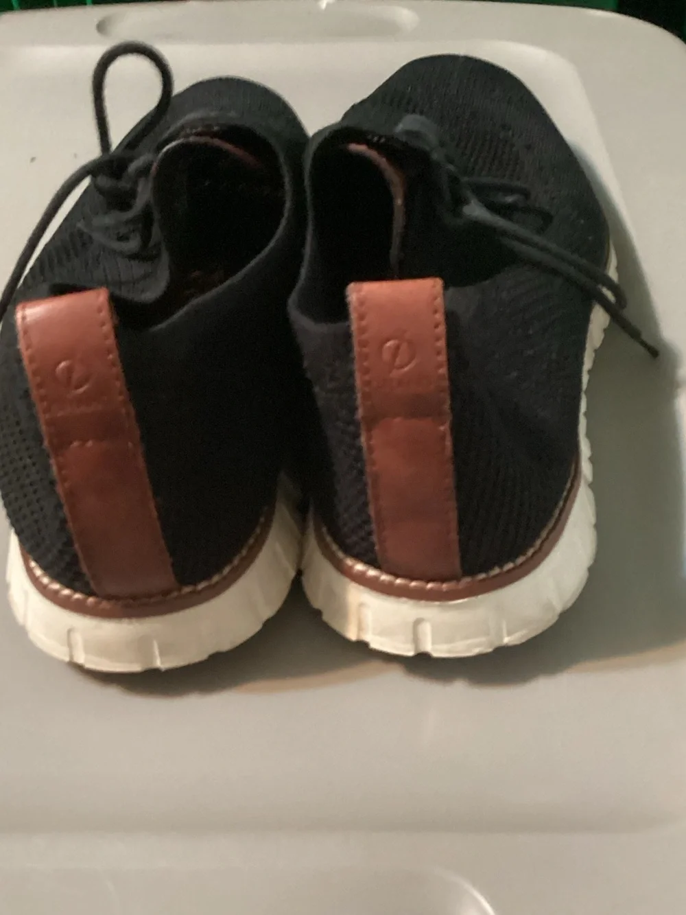 Cole Haan Black Knit Oxfords with Brown Leather Trim